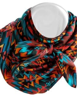 aztec pattern red and teal scarf